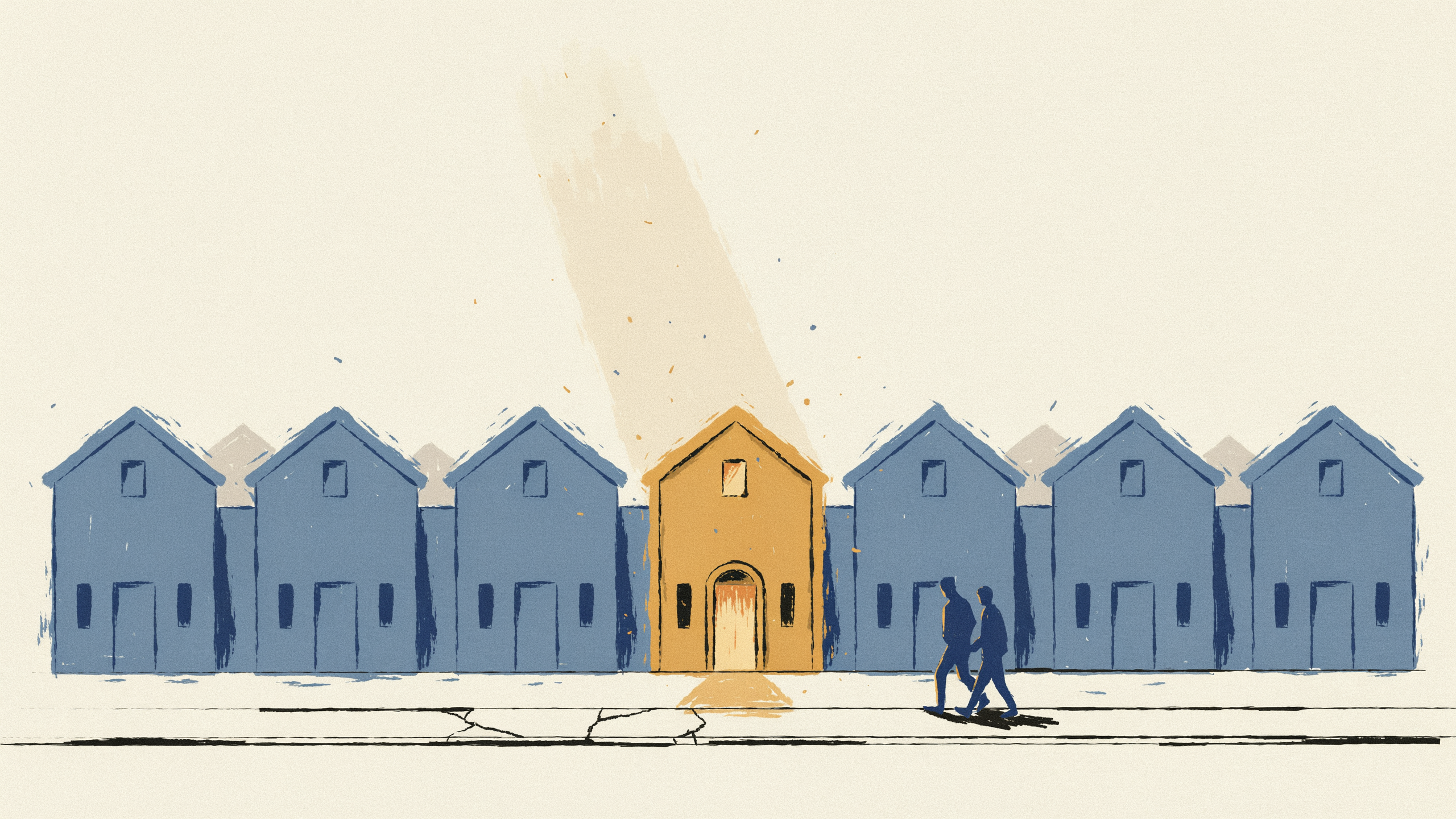 Illustration einer klaren Positionierung: ein Studio hebt sich von austauschbaren Ketten ab