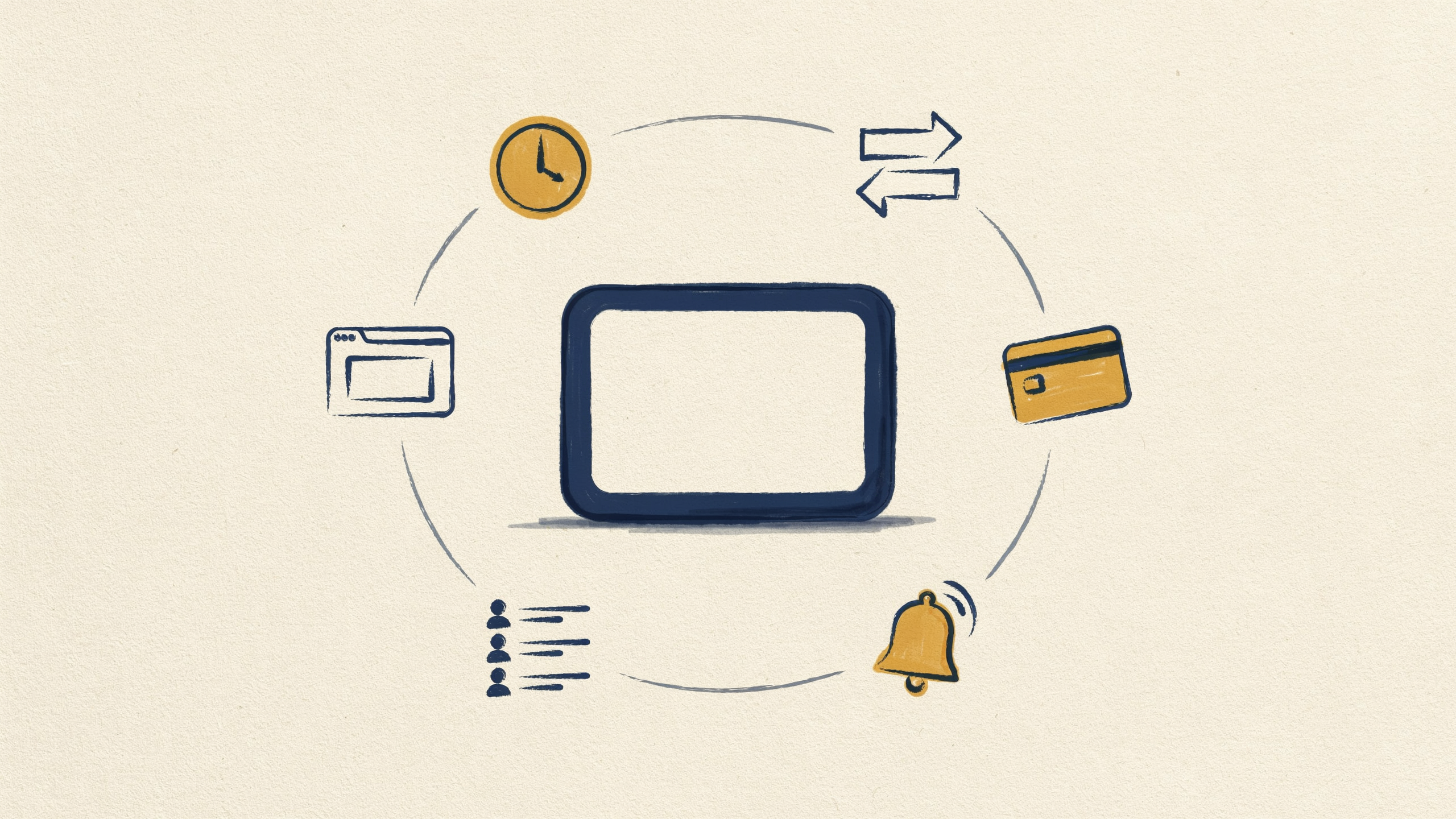 Illustration der wichtigsten Muss-Funktionen eines Kursbuchungssystems wie 24/7-Buchung, Warteliste und Zahlung