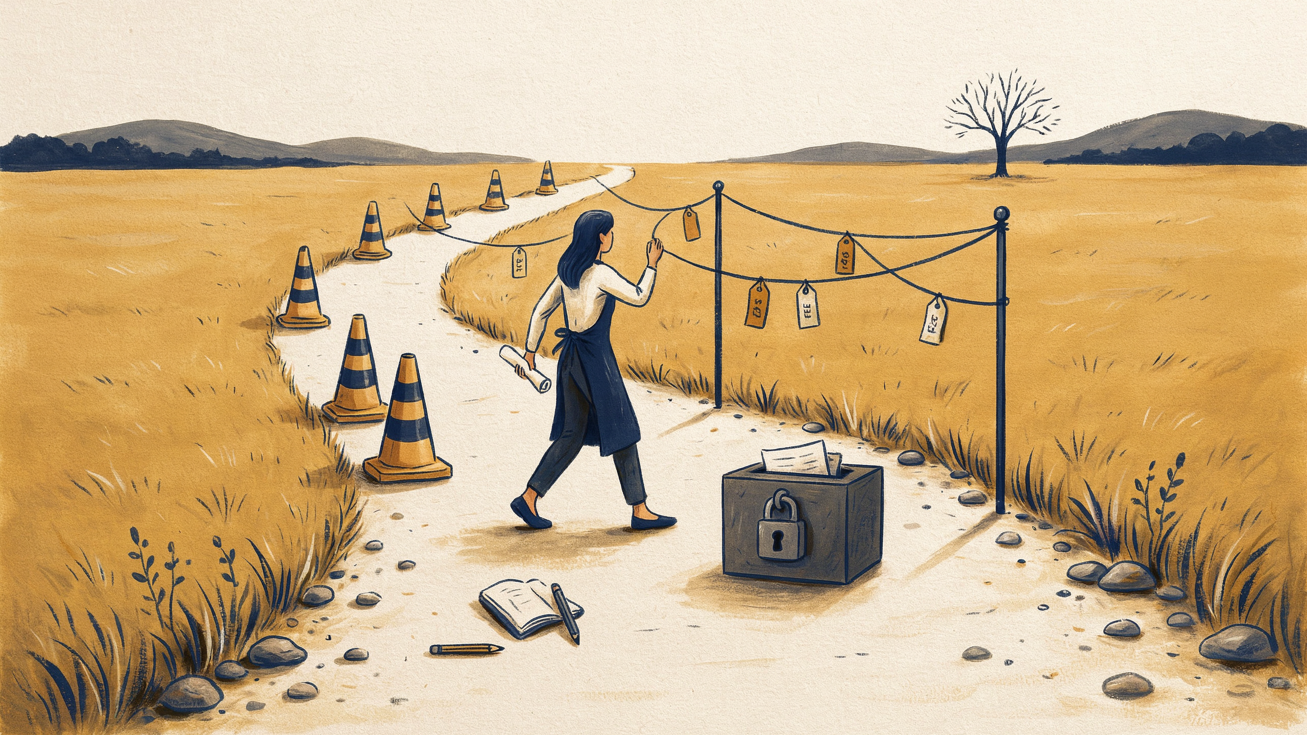 Illustration typischer Fallstricke bei der Wahl eines Kursbuchungssystems wie lange Vertragslaufzeiten und Daten-Lock-in