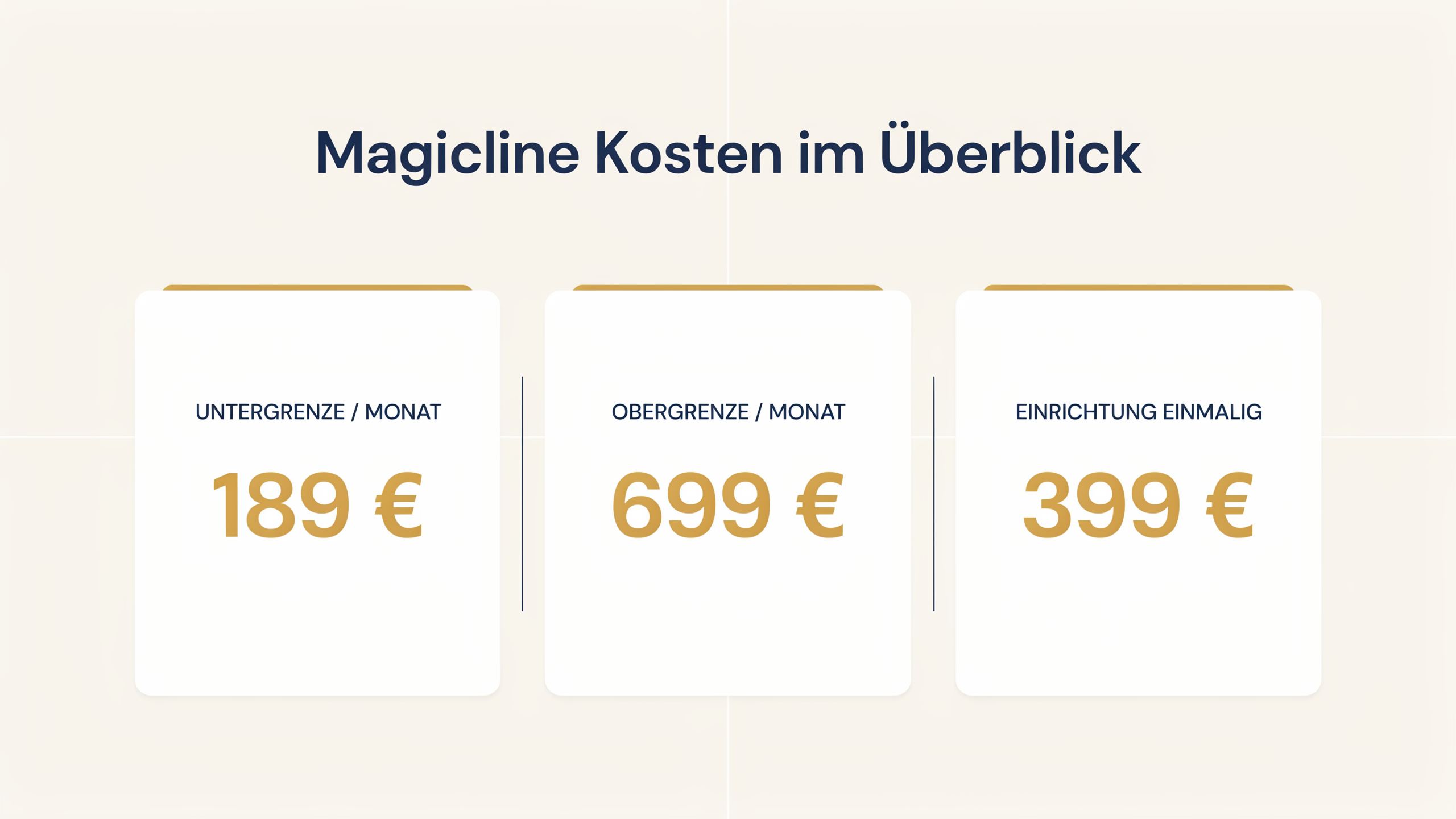 Kennzahlen-Karte mit Preisspanne und Einrichtungsgebühr von Magicline als Magicline Alternative Vergleich